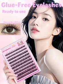 120pcs Self-Adhesive False Eyelash Clusters, Mixed Length Fluffy Set, No Glue Needed, Fluffy Individual False Lashes, Self-Adhesive DIY Eyelash Extension, Pre-Glued Lash Clusters, Natural Lengthening C-Curl Lash Clusters, No Glue Or Makeup Remover Needed, False Eyelashes, Lash Clusters, Individual False Lashes, Eyelashes, False Lashes - C - View 9