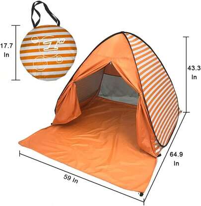 Automatisches Pop-up-Strandzelt, sofort tragbarer, schneller Sonnenschutz, geeignet für Camping im Freien, Strandurlaub, Nutzung durch 2-3 Personen, (Blau/Camouflage/Pink)