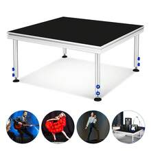 48X48 Inch Portable Stage Platform, Collapsible Dance Stage With A Non-Slip Surface And Aluminum Riser, Sturdy Modular Stage Kit For Musical Performances And Drumming (122*122*43Cm) - Black - View 11