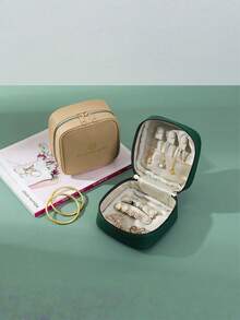 1pc Luxury Leather Jewelry Box In Green, Pink, Blue, Khaki, Suitable For Necklaces, Rings, Earrings, Anti-Oxidation Leather Material, Portable Jewelry Storage Bag For Women - Multicolor - View 10