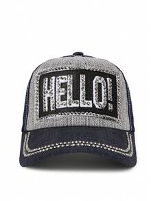 1pc Women's Adjustable Rhinestone Baseball Cap, Fashionable Versatile Peaked Hat For Couple - Baseball Cap - View 2