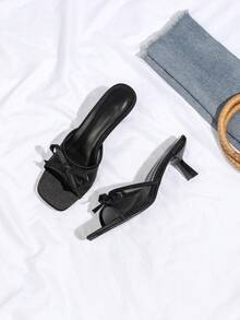 Nuevos sandalias de tacón de gatito francés con estampado de leopardo, versátiles y de moda para mujer - Negro - Ver 5