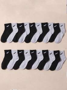 10 Pairs Kids' Solid Color Casual Mid-Calf Socks - Multicolor - View 2