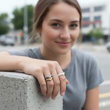 8枚可叠戴硅胶戒指，女士款，3毫米细橡胶婚戒，多色可选，低过敏性亲肤舒适贴合，美码5-12号 - 彩色 - 查看 4