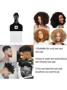 2 Oval Shaped Small Hole Hair Brush Sponge Brush Locking Twist African Curly Hair Care Tool, Black Metal African Style Hair Comb - Unisex Fist Style Pick Dye Comb - Oval-shaped Sponge Curling Iron - View 3