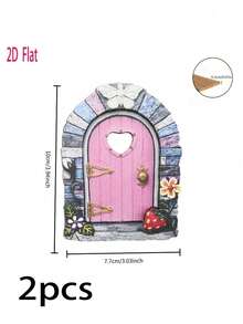 2pcs Wooden Craft Miniature Garden Decor, Creative Fairy Door Ornament, Home Atmosphere Decoration - Garden Decor - A - View 11