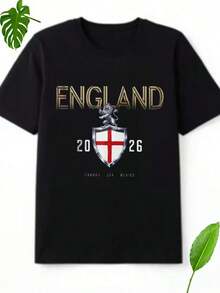 2026 The 23rd  World Cup England 2026 Collector's Edition Platinum National Flag Theme T-Shirt Graphic Tee Tops Shirts Ropa De Hombre Graphic Tees Women Camisas Para Hombre Men Clothes Summer Funny T Shirt - màu đen - Xem 1