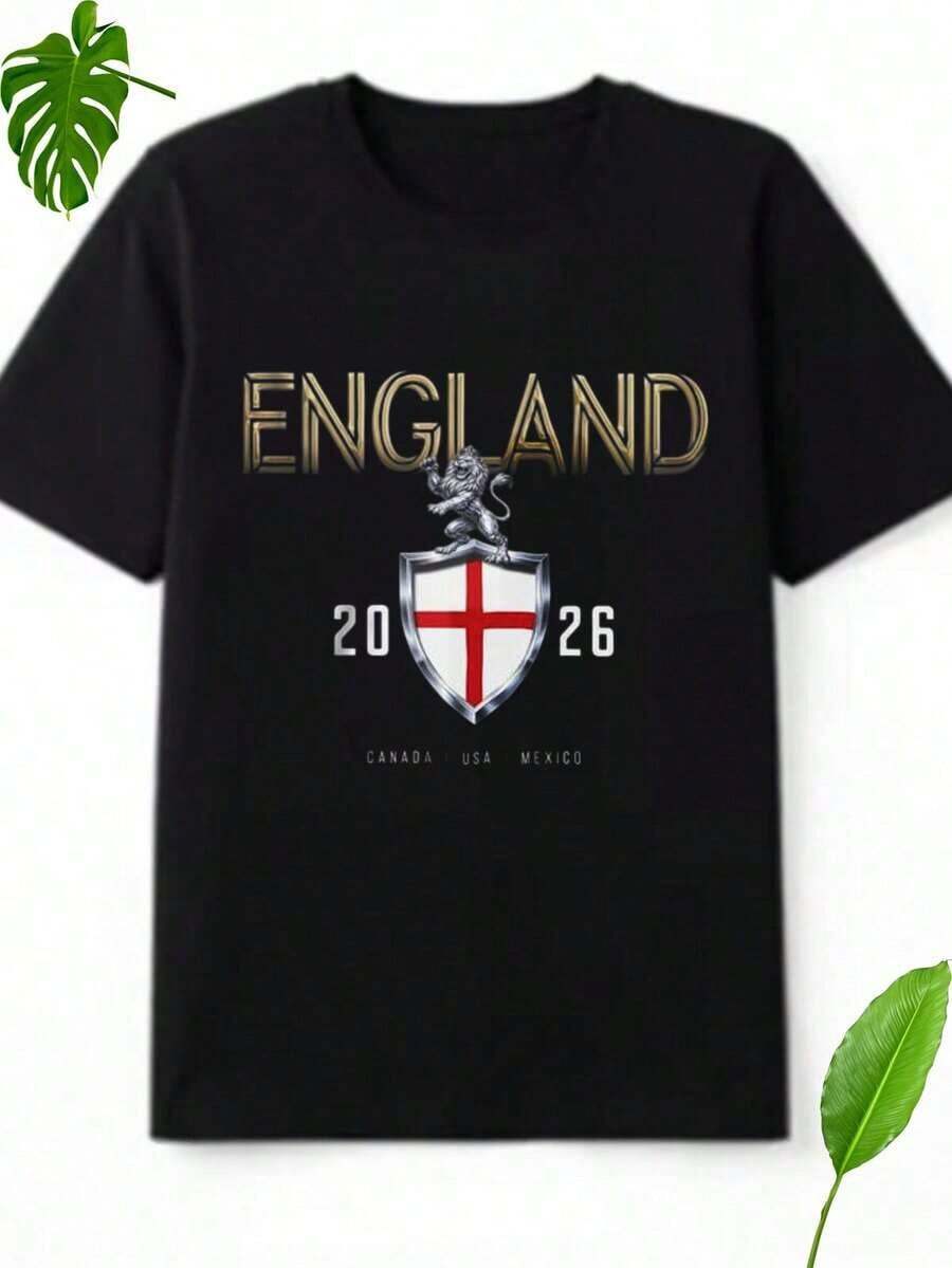2026 The 23rd World Cup England 2026 Collector's Edition Platinum National Flag Theme T-Shirt Graphic Tee Tops Shirts Ropa De Hombre Graphic Tees Women Camisas Para Hombre Men Clothes Summer Funny T Shirt - màu đen - Xem 1