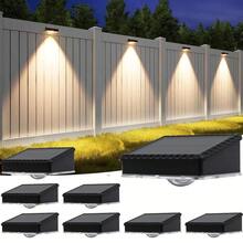 Solar Fence Lights Outdoor Waterproof, Fence Lights Solar Powered, 12 RGB Color Modes & Warm White & Cool White, Fence Solar Light Outdoor For Backyard, Patio, Yard, Wall, Deck(Black, 4/8 Pack) - 8件 - 查看 8