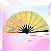 1pc Fashionable Laser Folding Fan, Party Decor To Set The Atmosphere, Lightweight & Portable For Travel, Stylish & Refreshing For Summer Outings, Photography Prop To Elevate The Look, Accessory For Street Style - Hand Fan - View 5