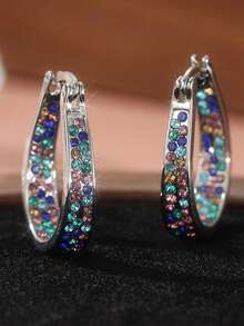 Hoa tai hình móng ngựa đính đá Cubic Zirconia nhiều màu sắc sang trọng | Hoa tai hiện đại, thanh lịch. Thích hợp cho đám cưới và tiệc tùng. - Nhiều màu - Xem 9