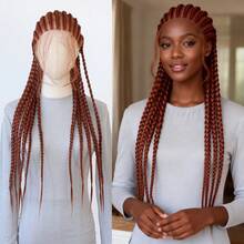 ZigZag Hair 预修剪蕾丝前假发，铂金色、银色、姜棕色，编织合成蕾丝前假发，耐热纤维假发，适合日常佩戴、节日、派对、角色扮演、万圣节 - 彩色 - 查看 12