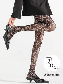 Sexy Lolita Argyle Stockings, Thin Sheer Sensual Tights, Women High Elasticity Fishnet Pantyhose - Multicolor - View 6