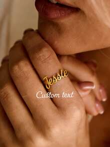 Anillo con nombre personalizado, joyería personalizada, anillo ajustable de acero inoxidable dorado/plateado, regalo de pareja - Anillo soldado en oro 1 - Ver 1