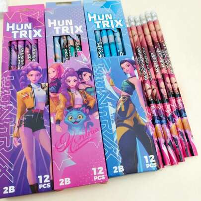 1 Box Of 12pcs K-POP Witch Hunters "Witch Girls" Themed Pencil Set, Includes Characters Like Lumi, Mira, Zoe, Suitable For Writing, Holiday Gifts, Birthday Gifts, K-POP Witch Hunters Fan Gatherings, Birthday Parties, Unique Festive Decorations (Random Styles)