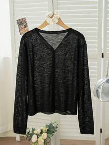 Áo khoác cardigan mỏng màu đen, dáng ôm ngắn, chất liệu mềm mại, ngọt ngào, thích hợp cho bé gái, mùa hè. - màu đen - Xem 6