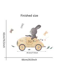 Cartoon Rabbit Car Wall Sticker For Children's Room And Kindergarten, Quirky Transportation Theme, PVC Fun Mural, Self-Adhesive For Nursery, Classroom Decor, Suitable For Children's Room Theme Wall, Kindergarten Background Wall, Parent-Child Homestay, Pet Theme Room, Early Education Center Cognitive Corner, Children's Bookstore And Photo Wall, Self-Adhesive Narrative Adventure Art Decor - Cartoon Rabbit Car Wall Sticker - View 4