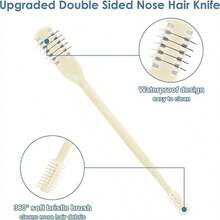 2Pcs Manual Nose Hair Trimmer, 360° Rotating Double-Sided Blade Nostril Hair Remover, Portable Travel Home Daily Use Essentials With Ear Pick For Men & Women - Apricot - View 6