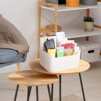 رف تخزين متعدد الاستخدامات للحمام ب- 5 أقسام - منظم فرشاة الأسنان والمعجون والحلاقة ومستحضرات التجميل مع قاعدة مانعة للانزلاق، مناسب للمنزل والمكتب والمطبخ والغرفة والسكن الجامعي، كذلك هدية ديكور رائعة لعيد الميلاد/هالوين