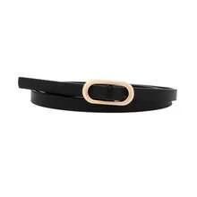Women's Slim Waist Belt, Basic Minimalist Fashion Oval Buckle Waist Belt For Coat, Dress, Shirt, Jeans - Black - View 9