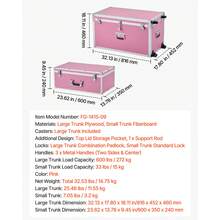 Metal Storage Trunk, Set Of 2, Wooden Suitcase Storage Boxes With Padlocks, Large Trunk Includes Casters & 3 Metal Handles, Decorative Store Chest With Lids For Travel, Apartment, Dorm, Pink - màu hồng, cao 15-18 inch. - Xem 8