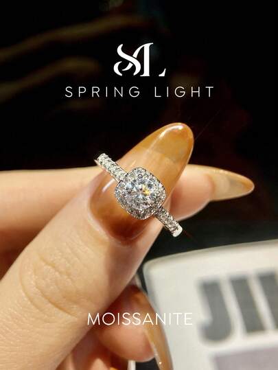 1 Stück 0,5-2 Karat 4-Krallen Rund D-Farbe Moissanit Diamant Verlobungsring, Luxus Hochzeits Braut Schmuck Jahrestags Geschenk für Frauen