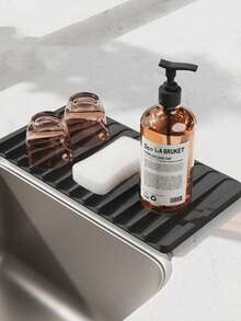 1片加厚硅胶厨房水槽垫 | 防滑、耐热、防水水槽台面沥水垫，带排水槽 - 易于清洁，可卷起晾干餐具，保护餐具、盘子和台面 - 彩色 - 查看 8