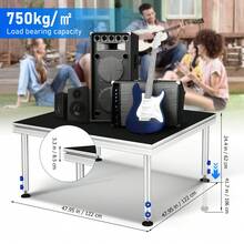 48X48 Inch Portable Stage Platform, Collapsible Dance Stage With A Non-Slip Surface And Aluminum Riser, Sturdy Modular Stage Kit For Musical Performances And Drumming (122*122*43Cm) - Black - View 8