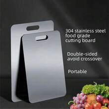 Thick 304 Stainless Steel Cutting Board, Suitable For Cutting Vegetables, Fruits, Meats And Kneading Dough. Anti-Bacterial And Mildew Resistant Material, Easy To Clean By Rinsing. Portable And Space-Saving Design With Hanging Hole. Dual-Sided Usable, Ideal For Kitchen And Catering Use. - Other - View 12