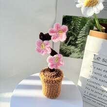 1 件手工钩编盆栽,郁金香/向日葵/心形花桌面装饰,针织玫瑰花,勿忘我盆栽礼物,人造花桌面装饰,派对礼物 - 彩色 - 查看 33