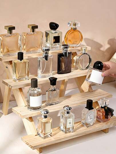 1件装多层木质首饰展示架，创意耳环戒指项链收纳架，适用于直播、工艺品收藏、香水展示、桌面收纳、咖啡角、调料架、香水收纳、办公桌配件、厨房收纳、展示架、厨房配件、桌面收纳、转角收纳架、办公桌配件、桌面配件、香水收纳架、家居装饰、厨房装饰