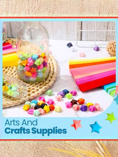 540pcs Star Origami Papers, 27 Colors Star Strips, Double-Sided Folding, Solid Lucky Star Decorative Papers, DIY, Colorful Star Confetti