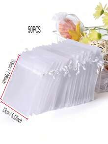 5/10/20/50/100 chiếc Túi vải organza nhiều màu, Túi đựng quà, Túi quà tặng, Đồ dùng gia đình, Túi đựng đồ bằng nylon, Đồ dùng tiệc tùng ngày lễ, Đồ dùng đám cưới, Bao bì trang trí quà tặng, Túi đựng đồ làm bánh, Bao bì phụ kiện trang sức, Túi dây rút quà tặng, Túi đựng trang sức quà tặng sinh nhật - Trắng - Xem 31