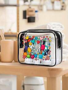 Cute Nail Art Themed PVC Makeup Travel Bag - Perfect For Brides And Nail Technicians; Heart-Shaped Makeup Pouch Is A Must-Have Gift For Women's Birthdays And Honeymoons - Multicolor - View 4