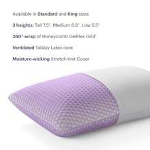 Harmony Pillow Talalay Latex Foam Cooling Pillow For Combo Or Side Sleepers 360º Hex GelFlex Grid For No-Pressure Support And Luxurious Weightless Feel - Standard Medium Feel Med Height - 國王 - 高個 - 查看 8
