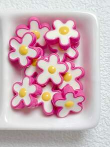 5pcs Acrylic Painted Drip Oil Small Flower Beads, DIY Phone Strap, Keychain, Jewelry Accessories - Flower - View 5