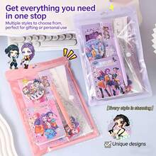 1 Set HUNTRIX Pink Demon Hunter Stationery Set, Cute Macaron Style Luxury Exquisite Gift, Suitable For Young Girls Daily Study, Writing, Diary, Holiday Gift - Multicolor - View 9