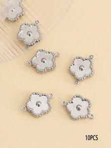 10 chiếc vòng tay/dây chuyền hình cỏ bốn lá/năm lá bằng thép không gỉ, kiểu dáng hai mặt, dùng để nối các phụ kiện trang sức tự làm. - Bạc - Xem 9