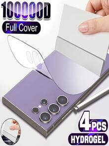 4pcs Back Hydrogel Film For Galaxy S25 S24 S23 S26 Ultra S26 S25 S26 S22 S21 S20 FE Plus Note 20 10+ S23+ S22+ S21+ S20+, Easy To Install, Fingerprint Recognition Compatible, Anti-Scratch, Full Coverage - Clear - View 22