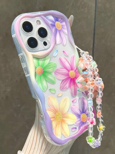 Custodia per telefono con fiori e motivi floreali dipinti, bordo ondulato rimovibile, minimalista, antiurto e spessa, adatta per iPhone 17/17 Pro/17 Pro Max, 16 XR/7/8, 15 Pro Max, 12 Pro Max, 13 Pro Max, 14 Pro Max, 13, 14, 11, 12P, 14P, 11P, 12P, XS, XR, 7/8P, 7/8G, ES2, adatta per A13 4G, A22, A21S, A51 4G, A52, S22 Ultra, A33 5G, A34, A35, adatta per 10, Note 11 4G, 11 Lite, A53, TPU A14/A23/S23 Ultra, S24, A14, A15, S23, A73, A55, A54