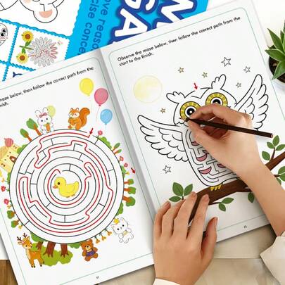 Sách trò chơi mê cung 32 trang, sách hướng dẫn giải mê cung, sách trò chơi mê cung, cẩm nang hoạt động trò chơi mê cung cho trẻ em, sách hoạt động giải đố mê cung cho trẻ em, phù hợp cho bé trai và bé gái trên 3 tuổi, sách hướng dẫn giải mê cung cho học sinh, trò chơi phát triển tư duy và sự tập trung, quà tặng tựu trường, sách đồ chơi phát triển sớm, công cụ học tập tương tác, quà tặng Lễ Tạ ơn, quà tặng Giáng sinh và Halloween, quà tặng Lễ Phục sinh.