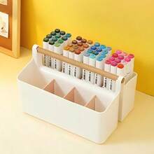 Large Plastic Portable Storage Box With Handle And Adjustable Dividers, Suitable For Storing Art Supplies, Crafts, Colored Pencils, Cosmetics, Etc. - Multicolor - View 12