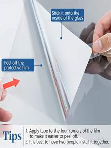 Window Film Privacy One Way Window Film With Tools Daytime Anti Glare Sun Blocker Heat Reflective UV Protection Mirror Window Tint Film Self Adhesive For Home Office - Silver - View 7