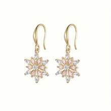 A Pair Of Elegant Pink Glass Snowflake Earrings, Adorned With Sparkling Cubic Decorations, Is The Perfect Gift For Valentine's Day, Anniversaries, Birthdays, And Holidays.They Are Also Suitable For Casual And Everyday Wear.Elegant Earrings, Synthetic Gemstone Earrings - 1 Pair - 查看 3