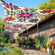 1pc Bohemian Mandala Pattern Gradient Color Outdoor Canopy Beach Sunshade Curtain - Thickened Sun Protection, Easy Installation & Storage, 6-Person Capacity For Garden, Courtyard, Poolside (Excludes Poles), Outdoor Sun Shade - A - View 8