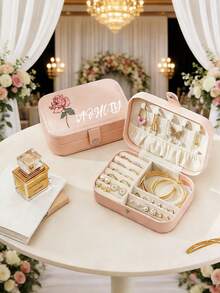 Kotak Perhiasan Nama Bunga Kustom, Kotak Perhiasan Pengiring Pengantin, Kotak Perhiasan Portabel yang Dipersonalisasi, Hadiah Liburan Sempurna, Kotak Anting, Kalung, Gelang, Cincin, Hadiah Istimewa, Hemat Ruang, Multifungsi, Dapat Digunakan Kembali, Hadiah Wisuda, Dapat Disesuaikan, Dekoratif, Dapat Digunakan Kembali - MultiWarna - View 2