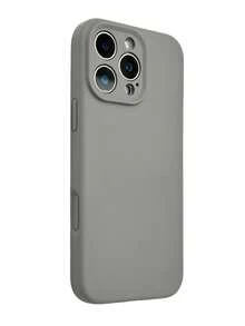 1pc Solid Color Luxury Liquid Silicone Magnetic Phone Case Supports Wireless Charging Smooth Texture Compatible With IPhone 17Pro Max 17Pro 17 Air 17 16 Plus 15 14 13 12 Pro Max Full-Body Protective Cover Spring Gift - Grey - View 3