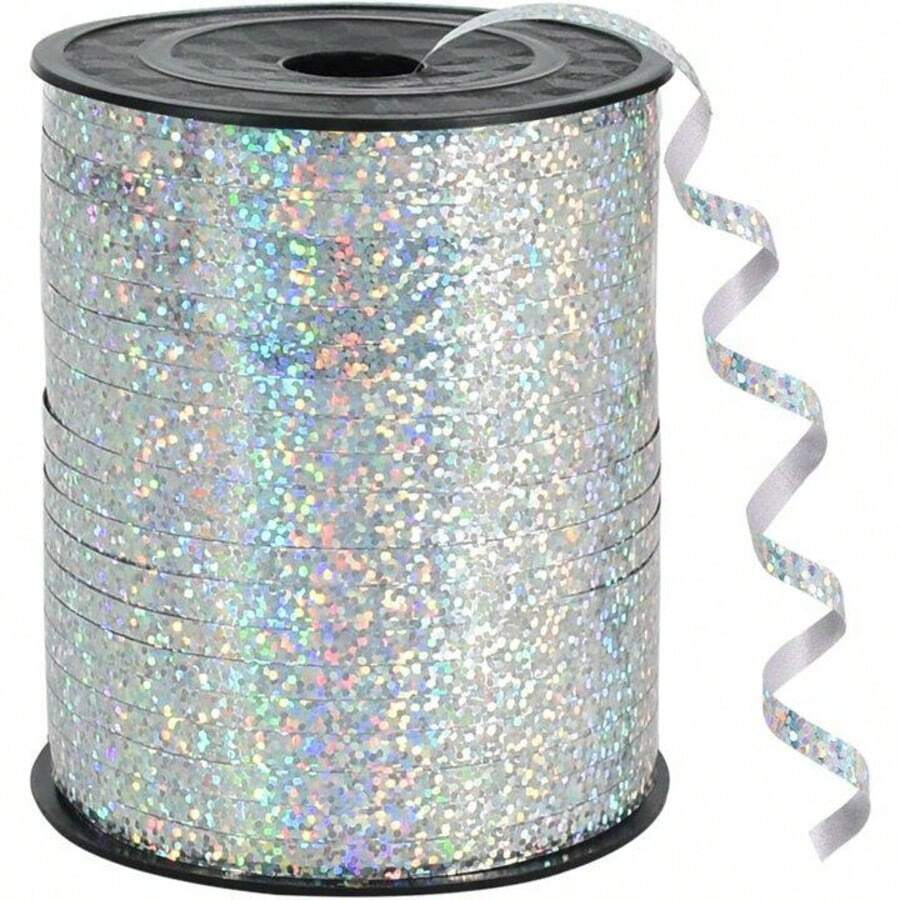 500 yards de ruban multifonctionnel laser argenté, idéal pour attacher les boîtes cadeaux et les matériaux d'artisanat DIY, parfait pour les fêtes de printemps et d'été et la décoration de la saison de remise des diplômes. - Multicolore - Voir 1