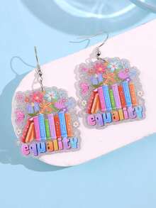 1 Pair Proud Moon Elegant Cute Fashion Unique Floral & Book Design Acrylic Dangle Earrings, Women's Daily, Holiday, Party Jewelry Gift - Multicolor - View 2