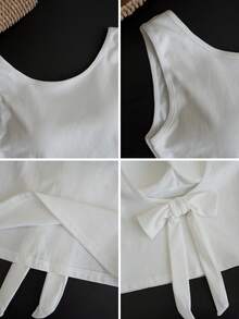 Sexy Spaghetti Strap Cropped Tank Top, Fitted Bowknot Sleeveless Camisole For Women - White - View 10